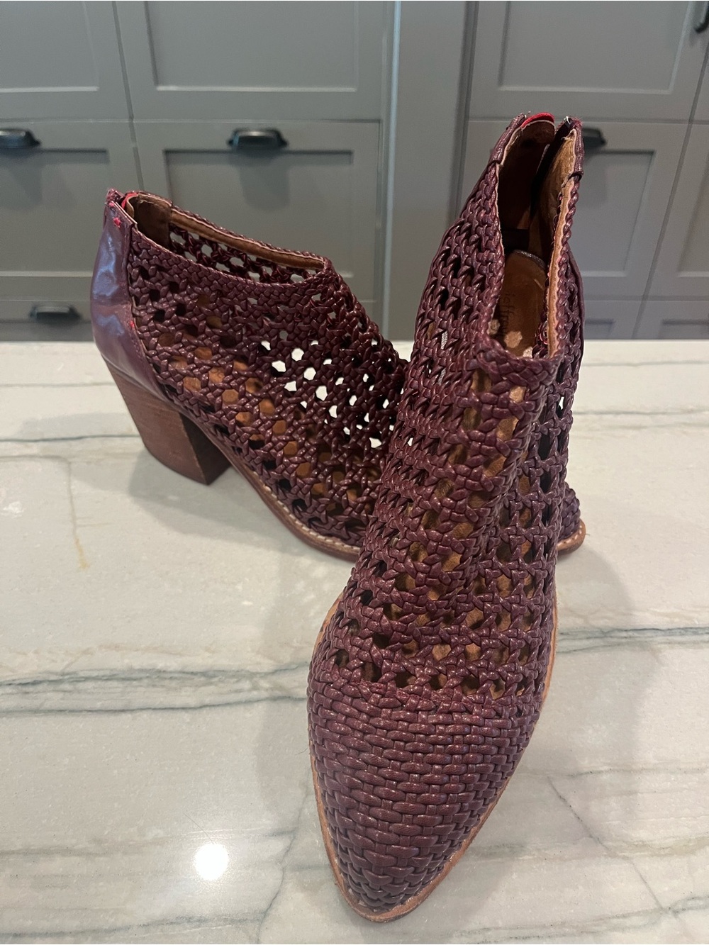 Jeffrey Campbell Gallup Booties in Burgundy Leather